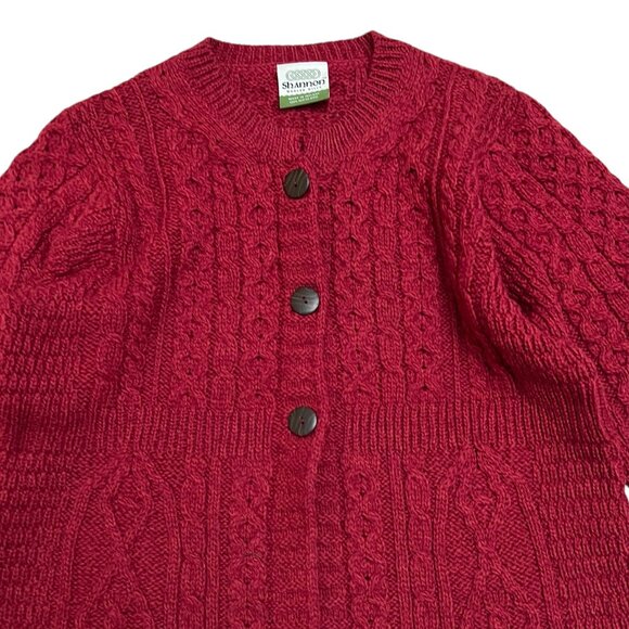 Shannon Woolen Mills A-Line Cardigan Button Front Merino Wool Size Large Wine - Picture 7 of 8